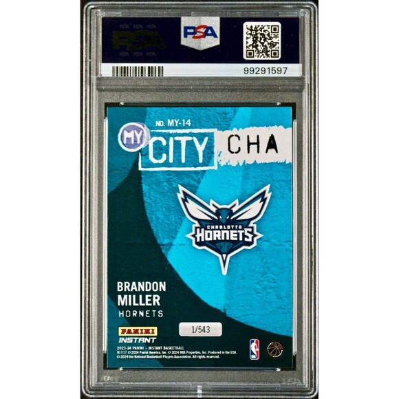 Brandon Miller 2023 Panini MyCity Rookie NBA #MY-14 Basketball Card PSA 9 Mint - Picture 2 of 2